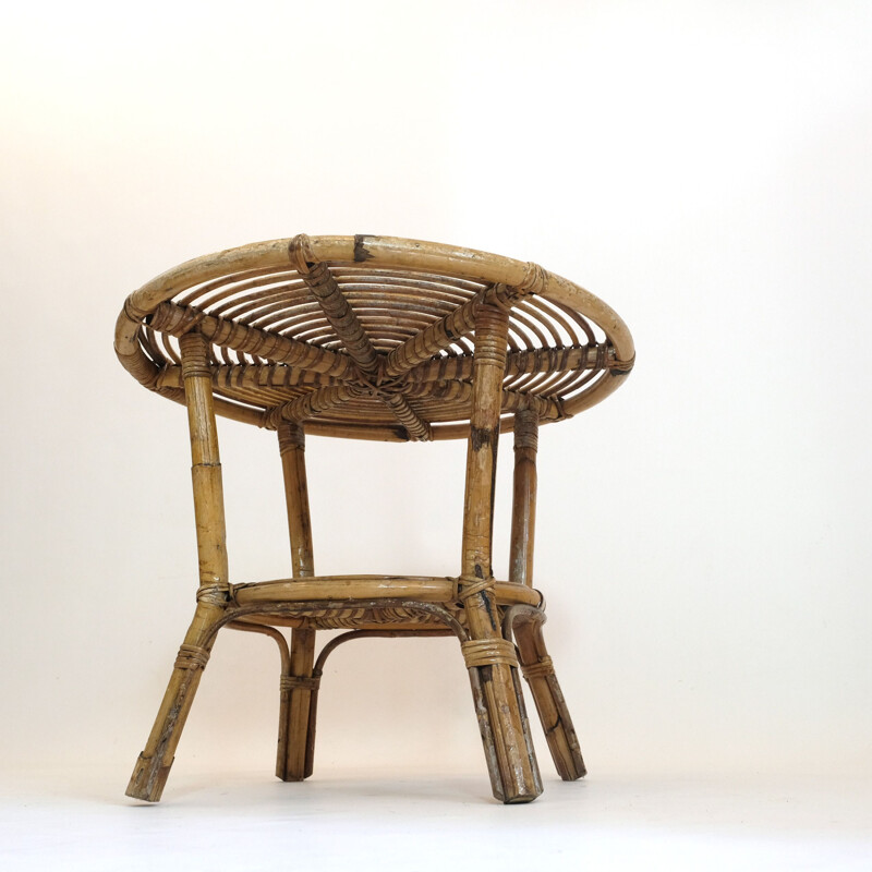 Vintage Tito Agnoli rattan garden table Bonacina 1960s