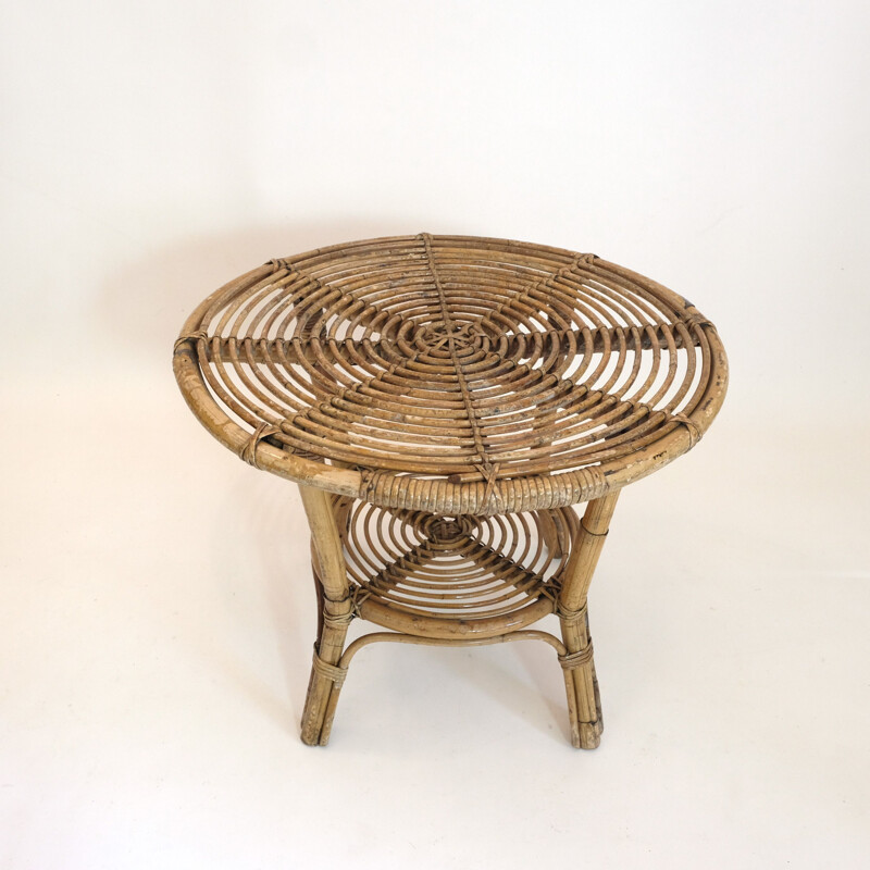 Vintage Tito Agnoli rattan garden table Bonacina 1960s