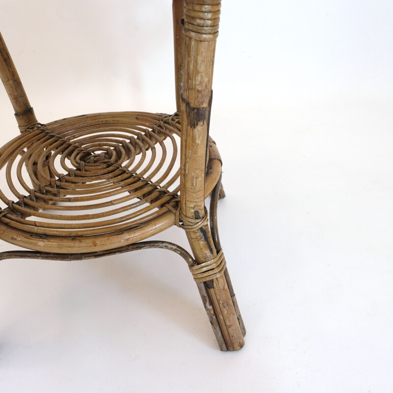 Vintage Tito Agnoli rattan garden table Bonacina 1960s