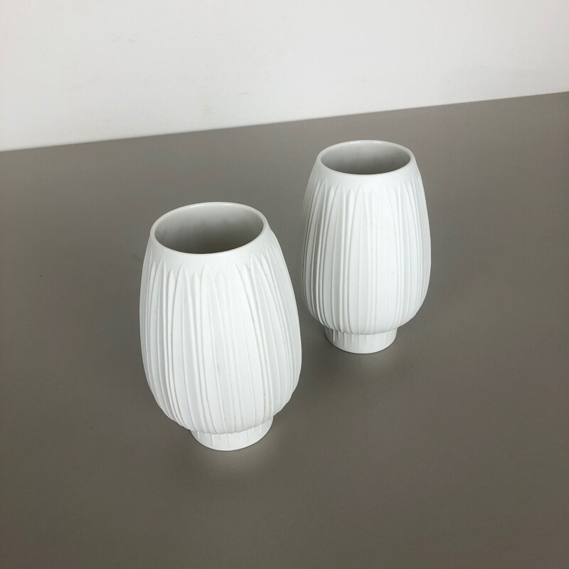 Paire de vases vintage en porcelaine par Heinrich Selb Allemagne 1970