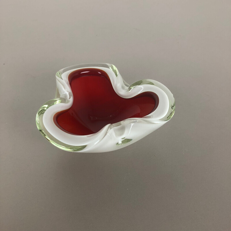 Large vintage Murano Glass Bowl Element Shell Ashtray Murano Italy 1970s