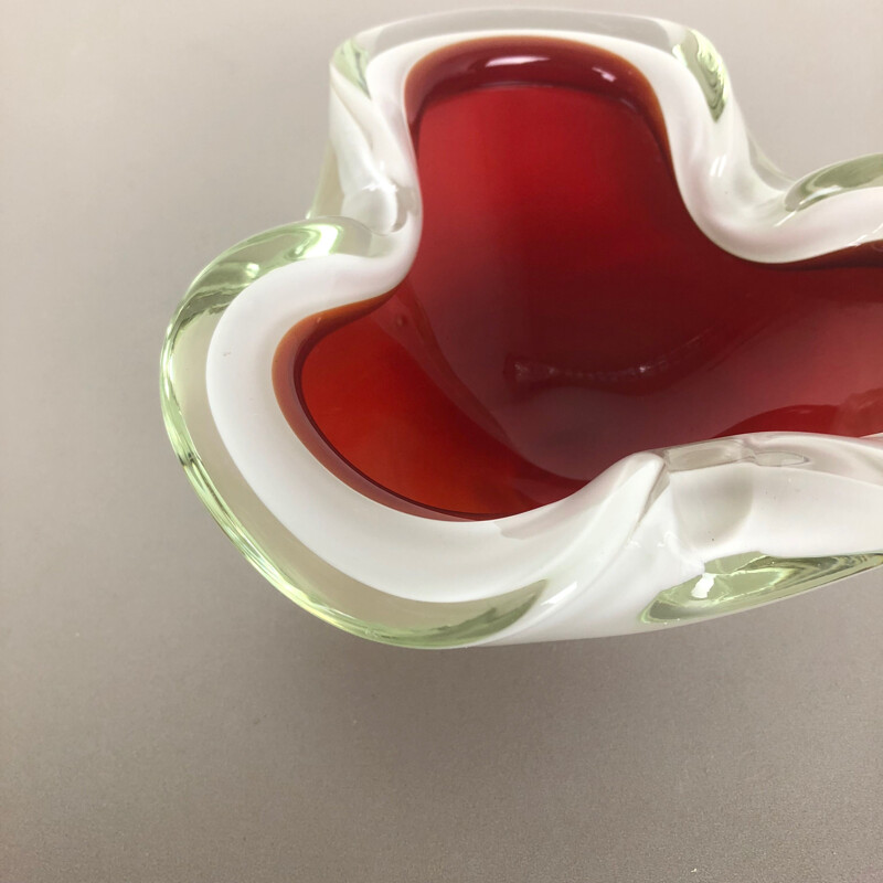 Large vintage Murano Glass Bowl Element Shell Ashtray Murano Italy 1970s