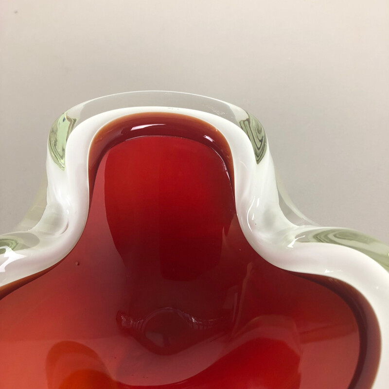 Large vintage Murano Glass Bowl Element Shell Ashtray Murano Italy 1970s