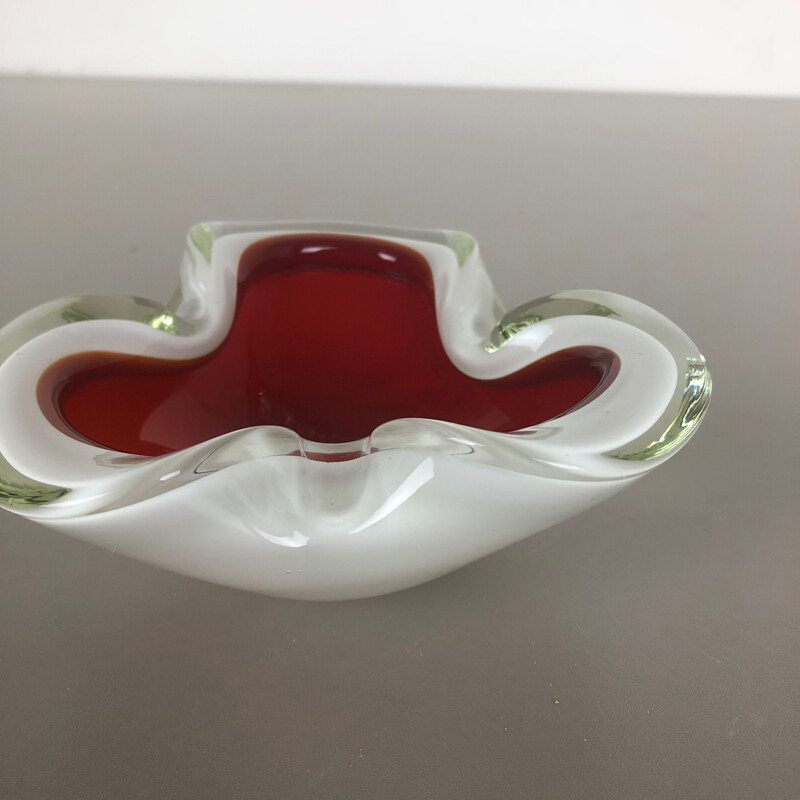 Large vintage Murano Glass Bowl Element Shell Ashtray Murano Italy 1970s