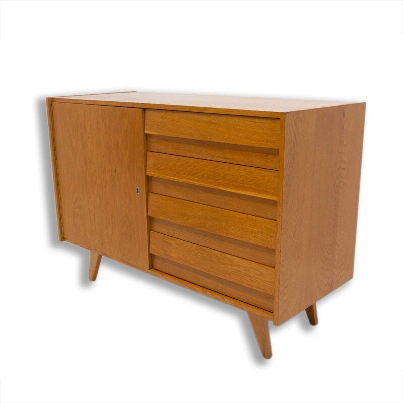 Vintage plywood and veneer chest of drawers "U-458" by Jiri Jiroutek, Czech 1960