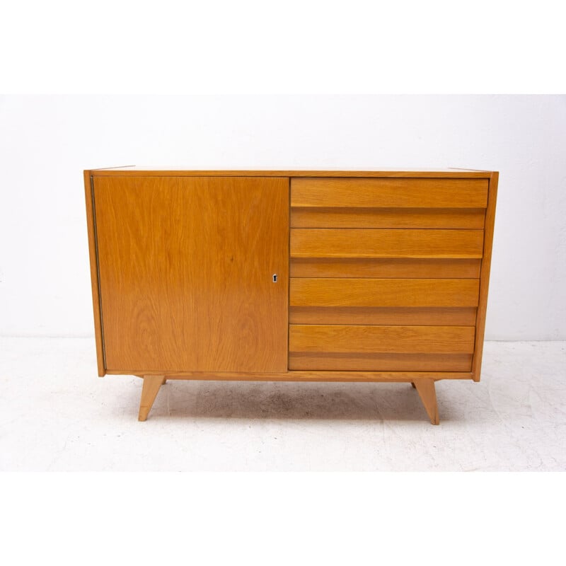 Vintage plywood and veneer chest of drawers "U-458" by Jiri Jiroutek, Czech 1960
