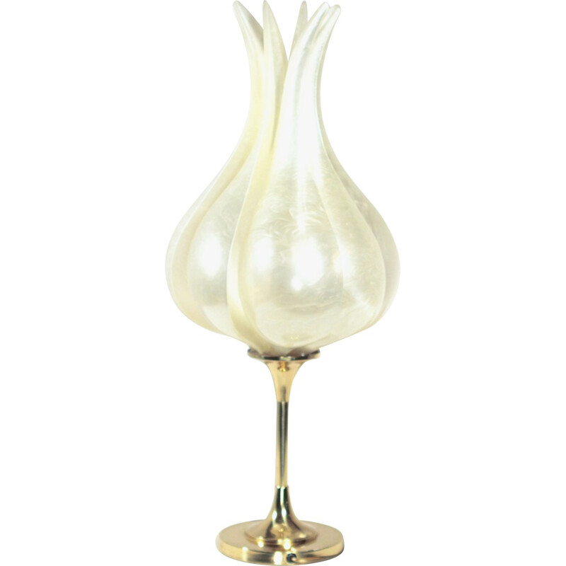 French table lamp in brass and acrylic plexiglass, Roger ROUGIER - 1970s