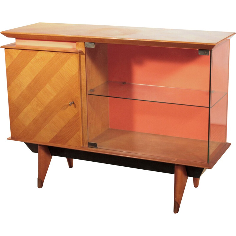 Little storage in cherrywood and glass - 1950s