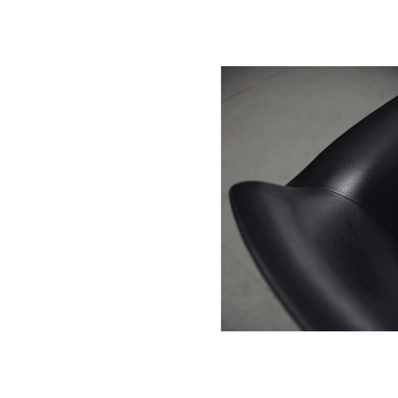 Pair of Vintage Black Swivel Chair Scandinavian 1970s