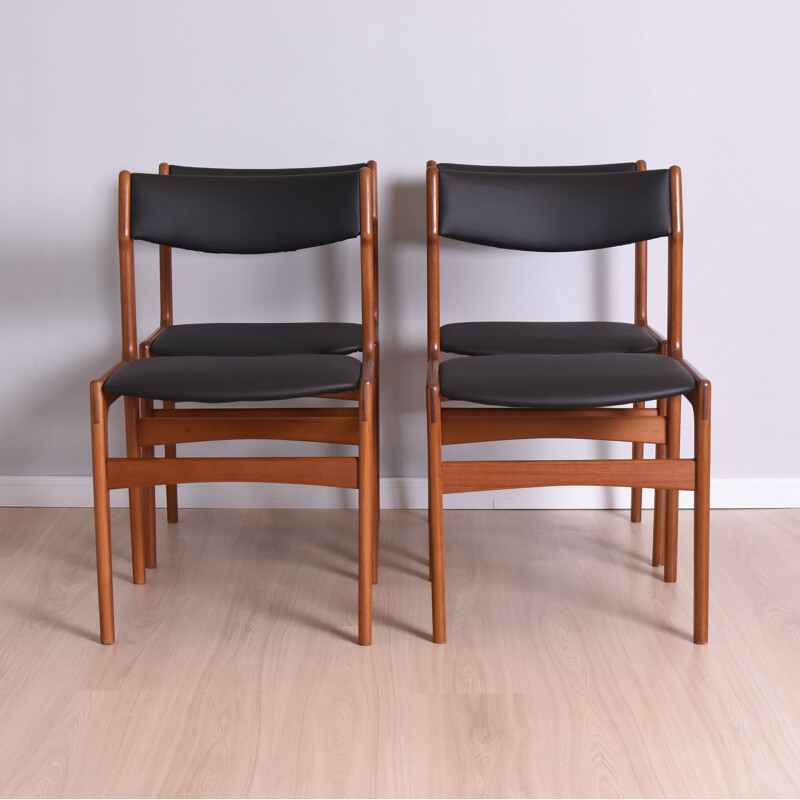 Set of 4 vintage solid teak chairs by Erik Buch for O.D. Mobler, Denmark 1960