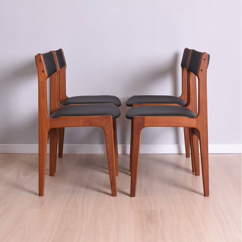 Set of 4 vintage solid teak chairs by Erik Buch for O.D. Mobler, Denmark 1960