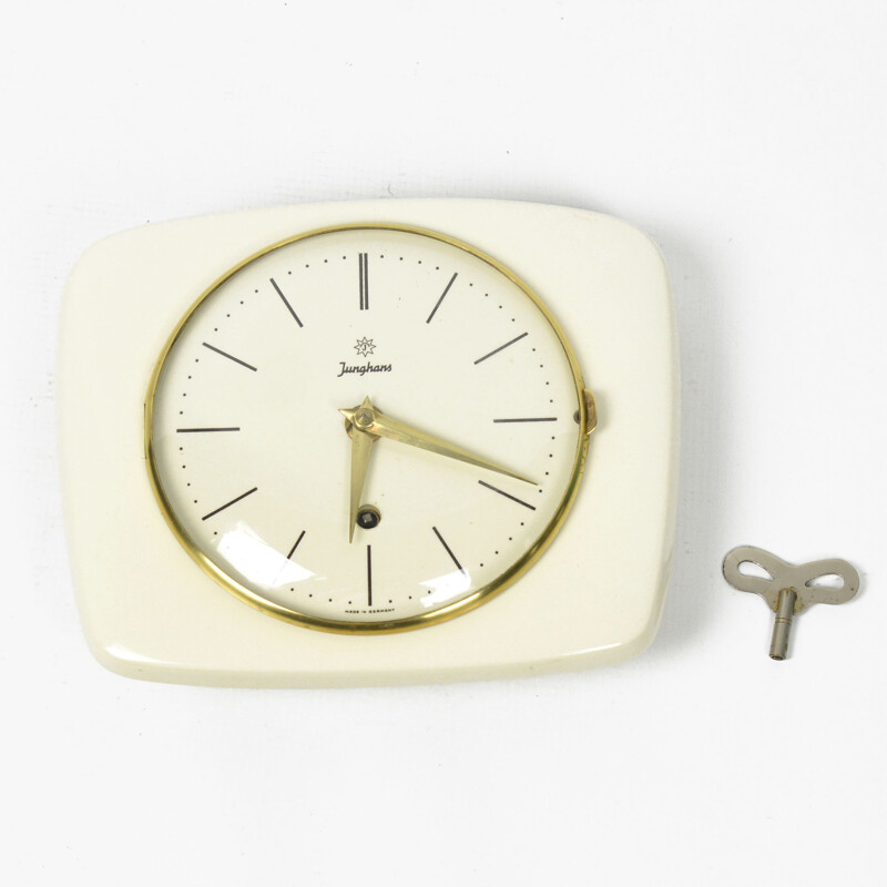 Vintage Junghans ceramic wall clock Germany 1950s