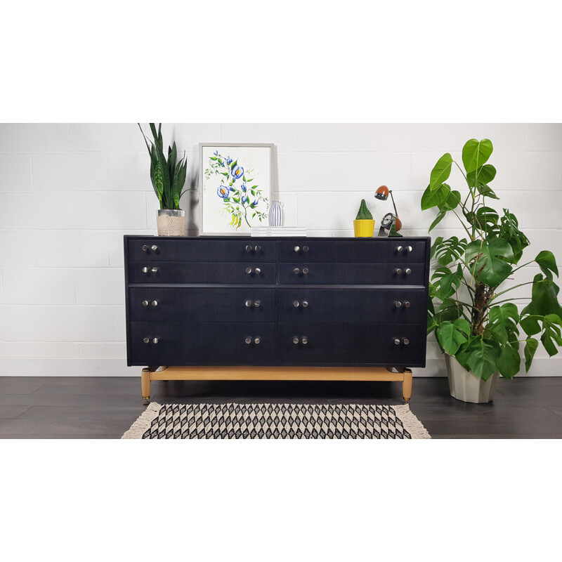 Vintage G-Plan Black Double Chest of Drawers 1960s