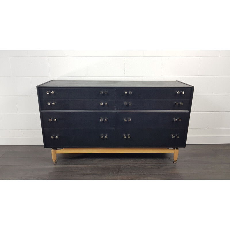 Vintage G-Plan Black Double Chest of Drawers 1960s