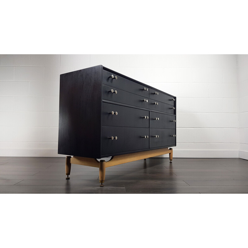 Vintage G-Plan Black Double Chest of Drawers 1960s