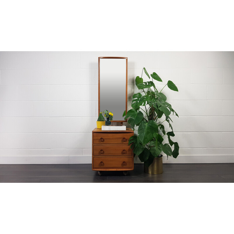 Vintage Ercol Cheval Mirror with 3 Drawers 1960s