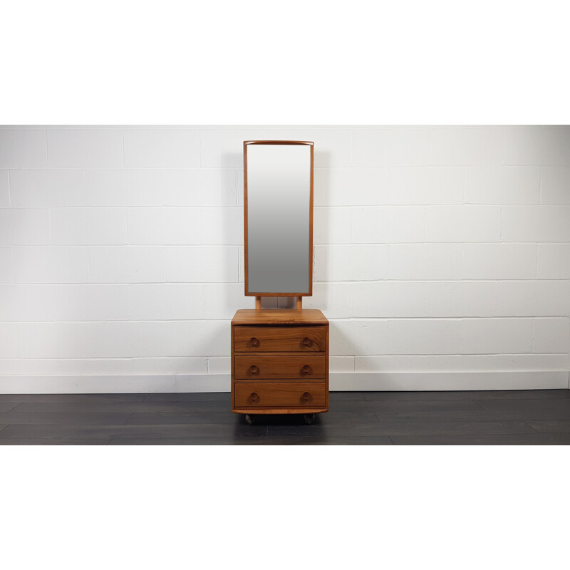 Vintage Ercol Cheval Mirror with 3 Drawers 1960s