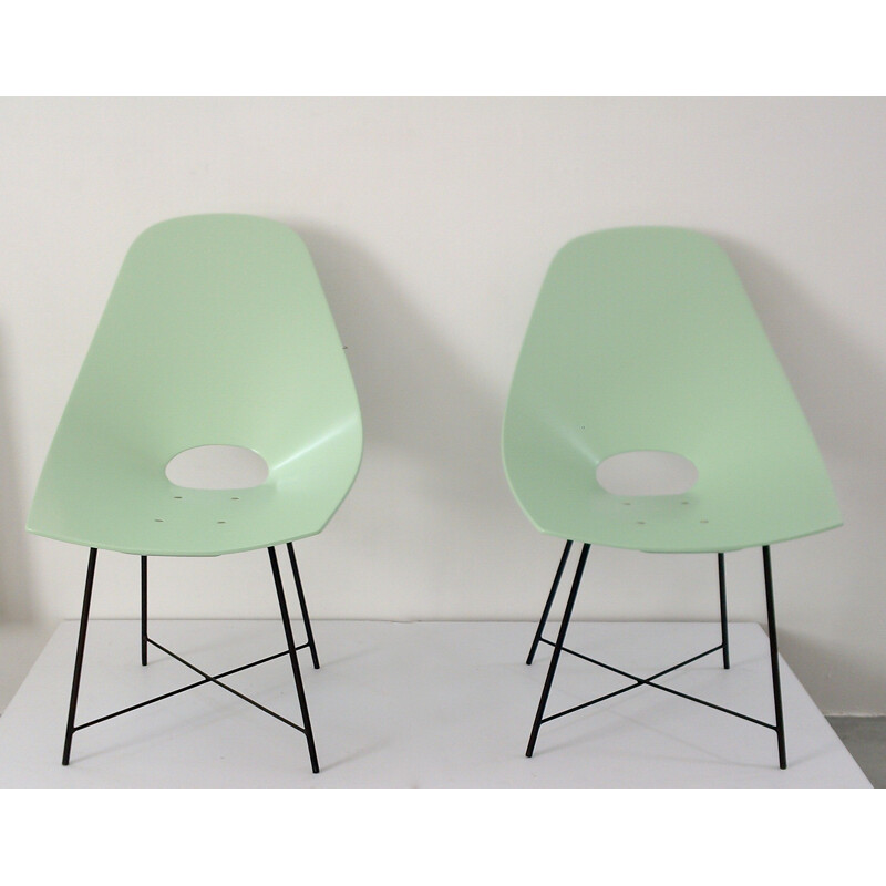 Paire de chaises italiennes vertes, Augusto BOZZI - 1950