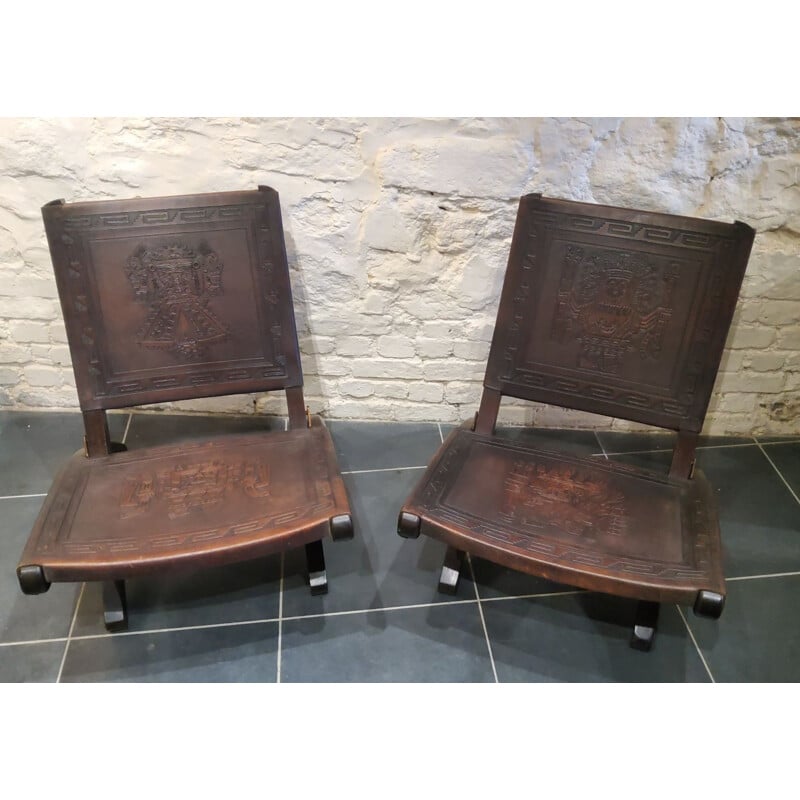 Pair of vintage armchairs by Angel Pazmino 1960s