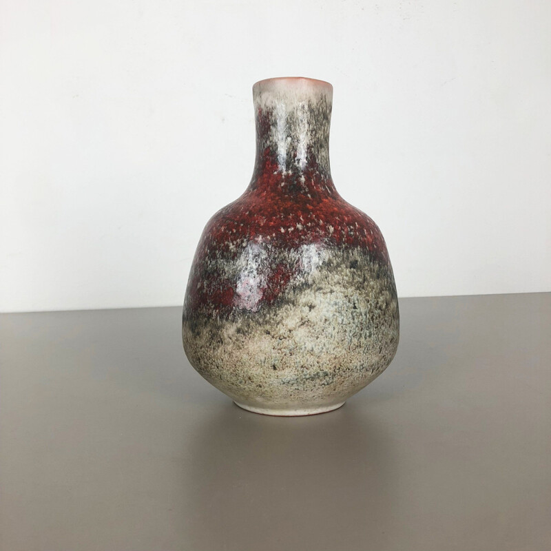 Vintage abstract colored ceramic vase by Karlsruher Majolika, Germany 1950