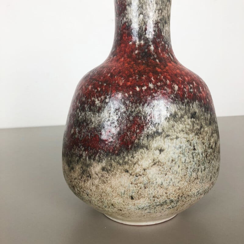 Vintage abstract colored ceramic vase by Karlsruher Majolika, Germany 1950