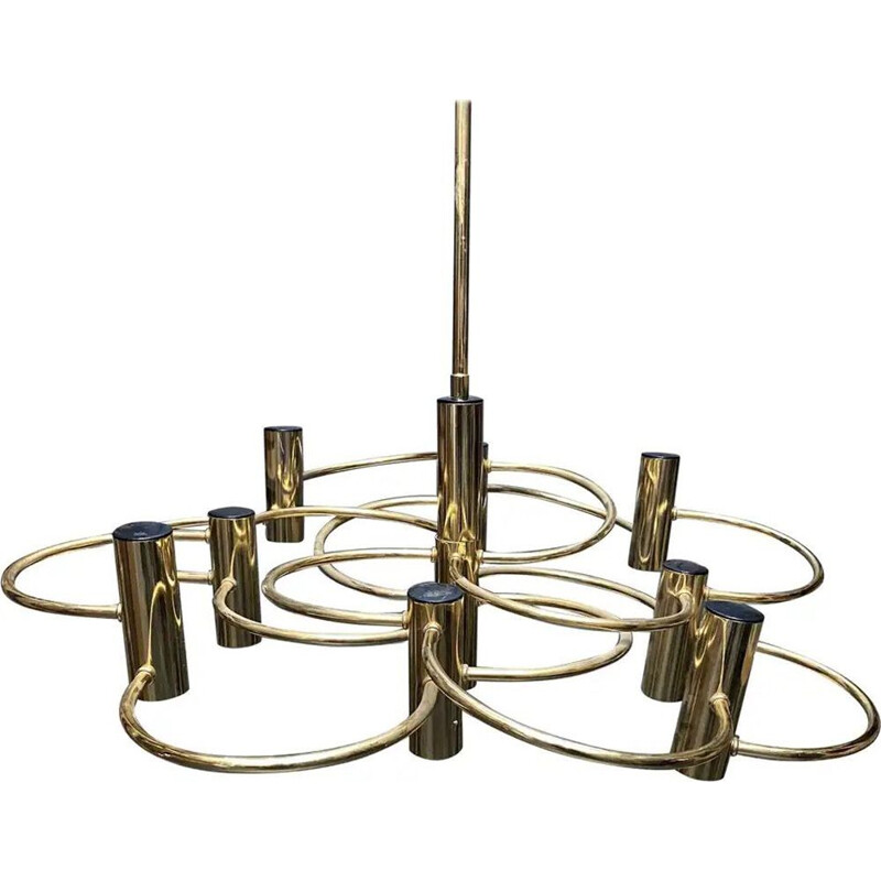 Vintage Brass Chandelier Italy 1960s