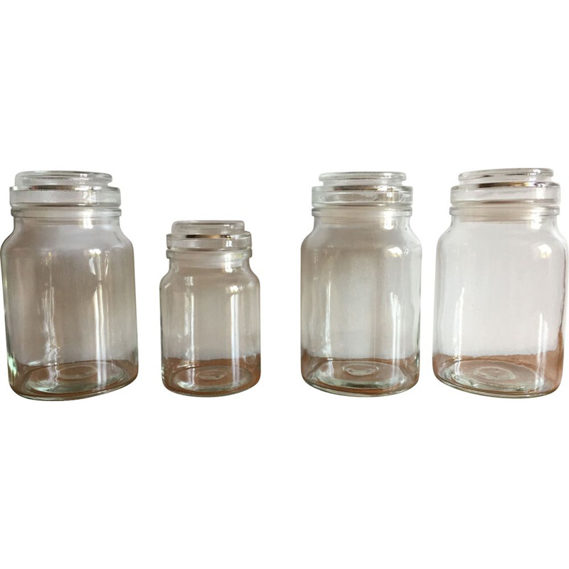 Set of 4 vintage glass jars