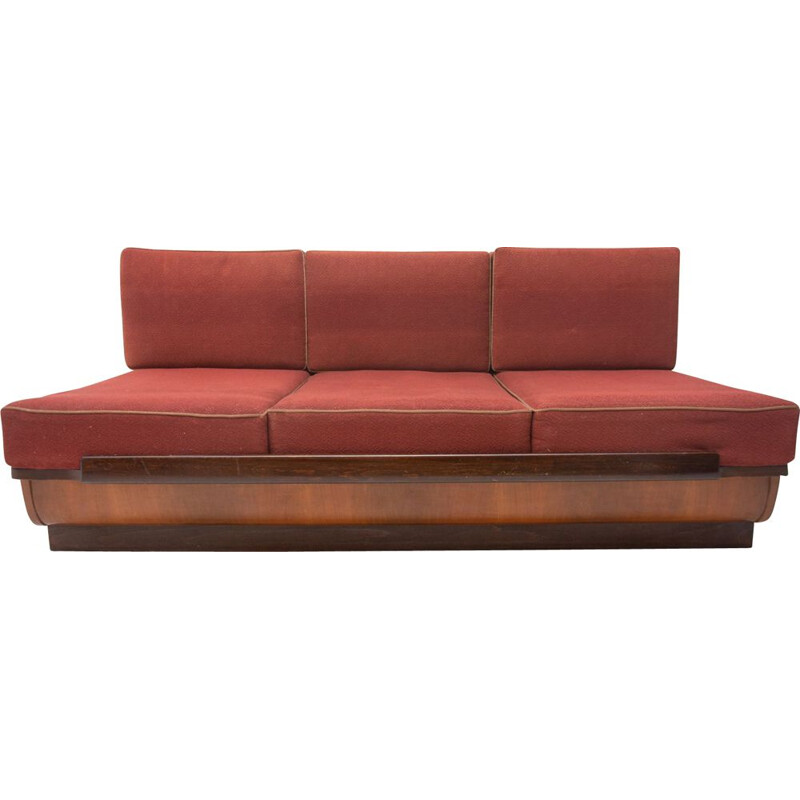 Mid-century sofabed in walnut by Jindrich Halabala for UP Zavody 1950s