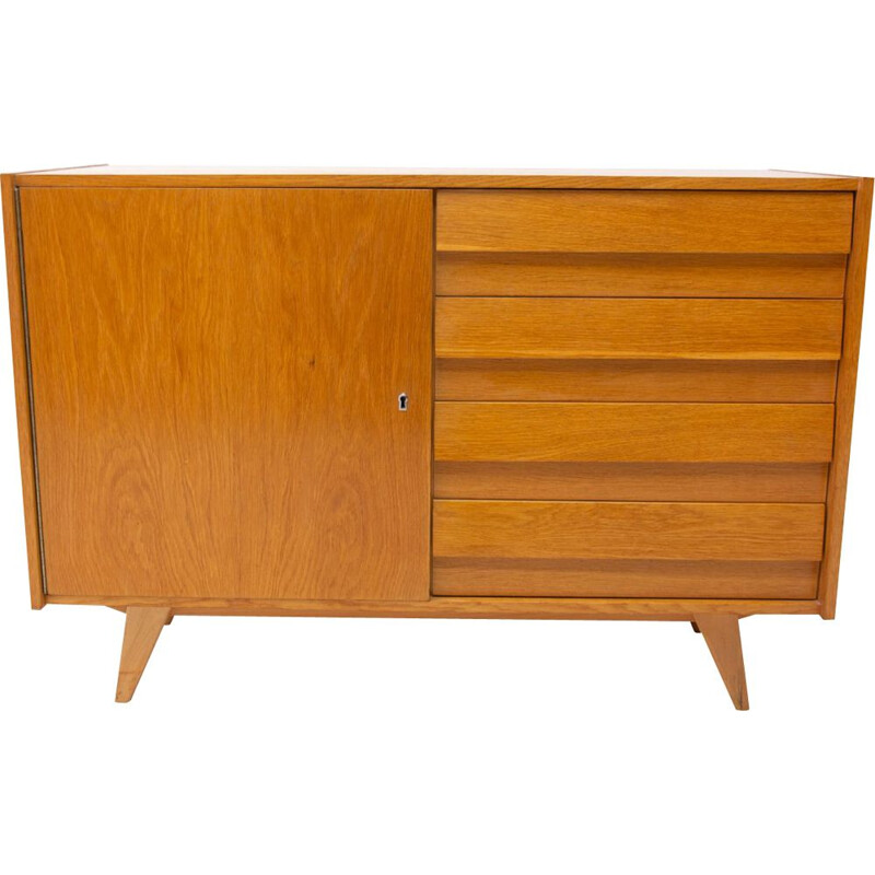 Vintage plywood and veneer chest of drawers "U-458" by Jiri Jiroutek, Czech 1960