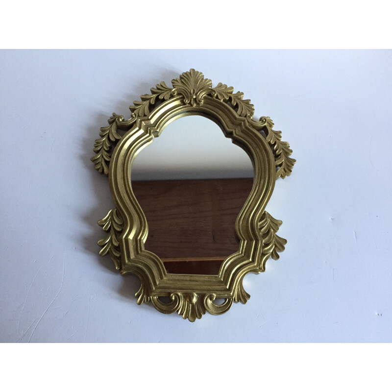 Miroir vintage Rocaille en resine dorée