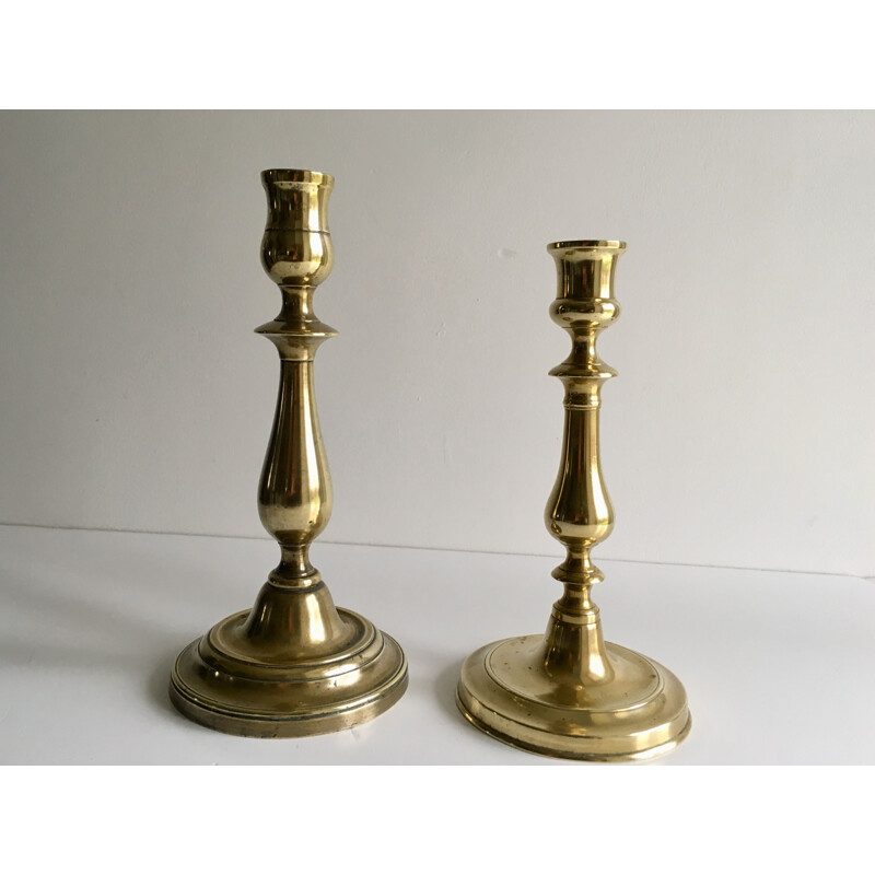 Pair of vintage brass candleholders