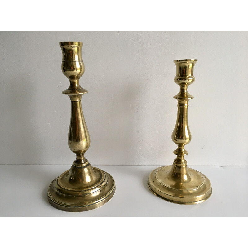 Pair of vintage brass candleholders
