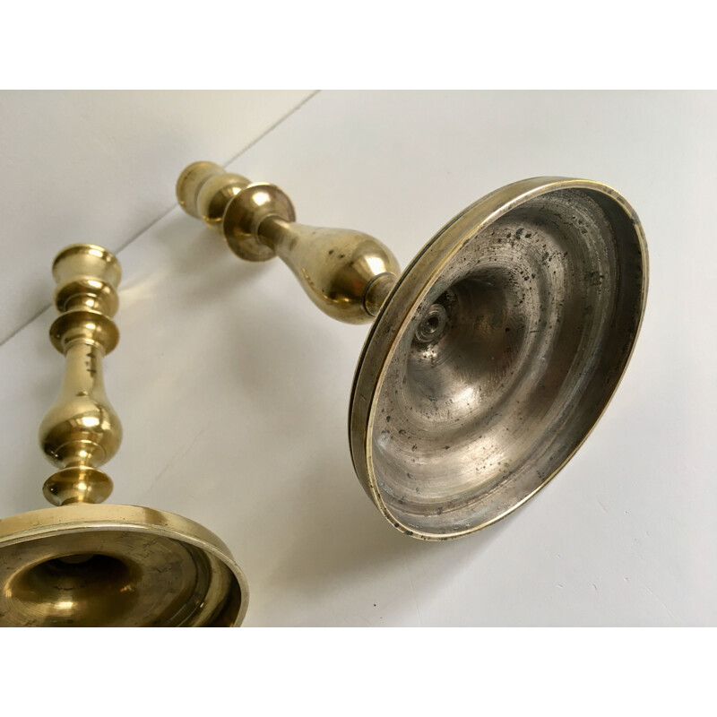 Pair of vintage brass candleholders