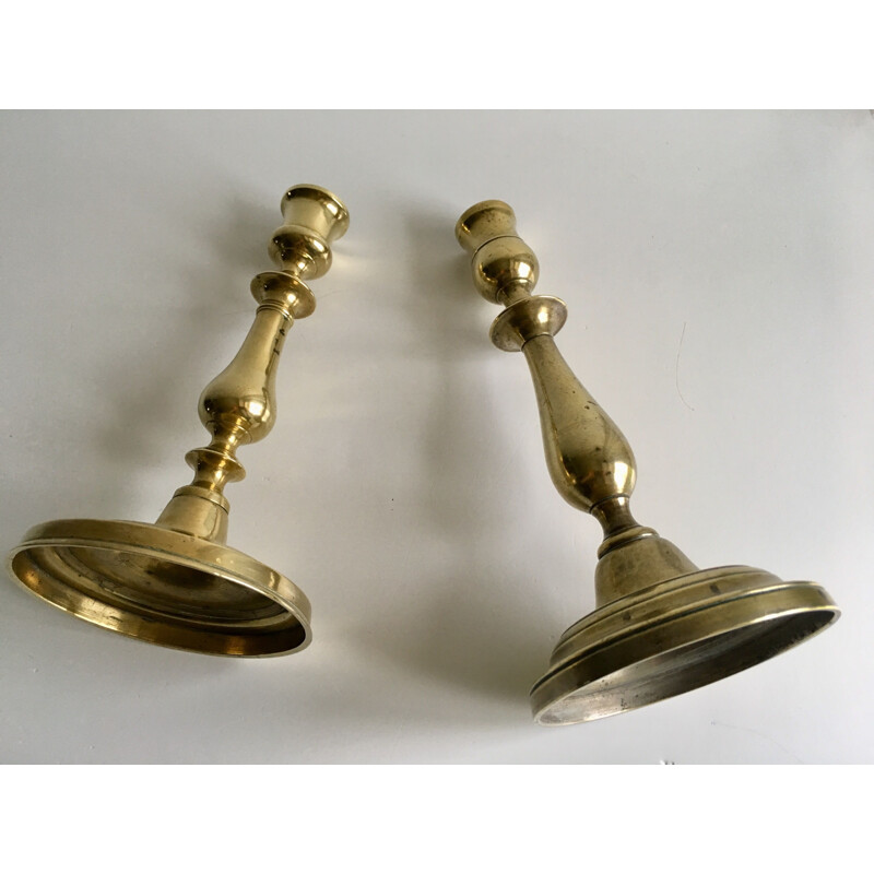 Pair of vintage brass candleholders