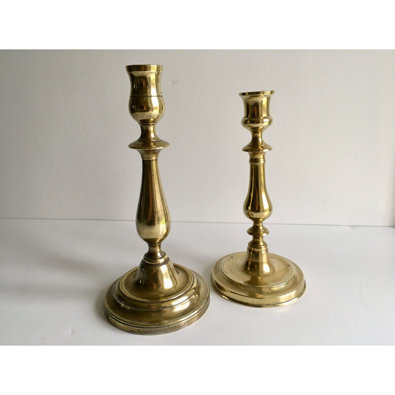 Pair of vintage brass candleholders