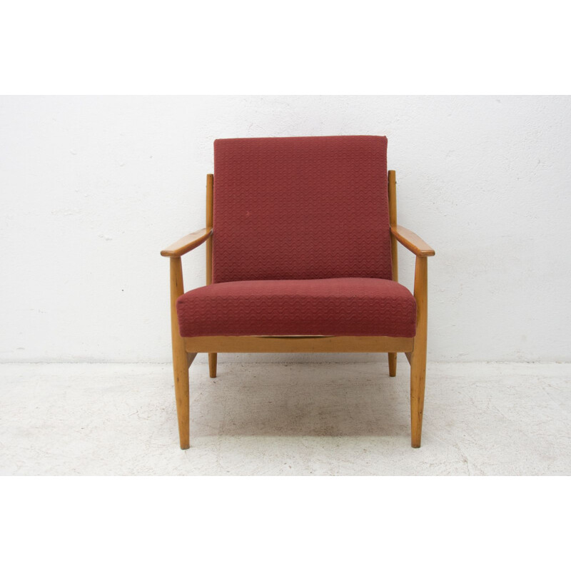 Pair of vintage beechwood armchairs by Ton, Czechoslovakia 1970