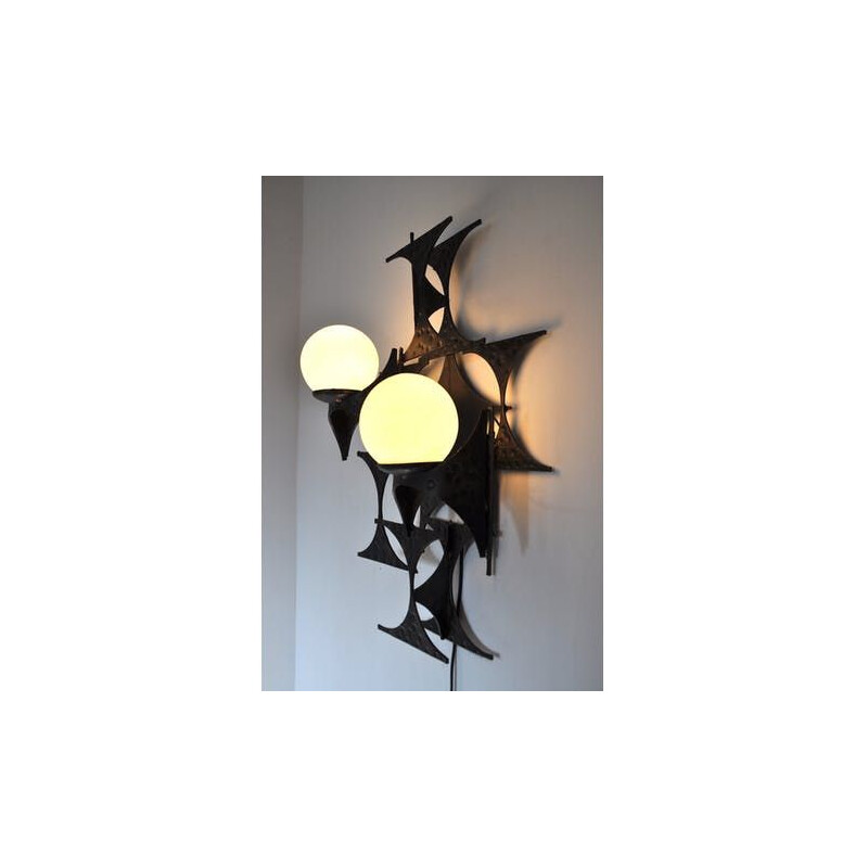 Vintage Brutalist wall lamp by Marc Weinstein 1960s