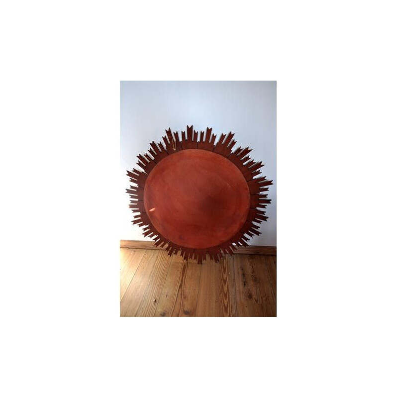 Vintage sunburst spiegel in verguld hout, 1960