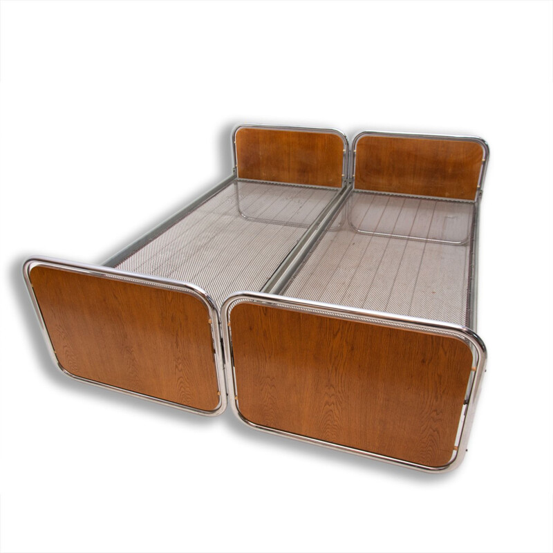 Pair of vintage Chromed beds by Kovona Czechoslovakia 1950s