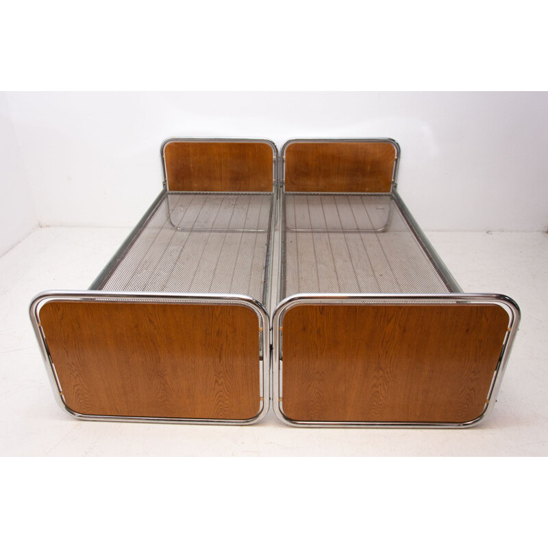 Pair of vintage Chromed beds by Kovona Czechoslovakia 1950s