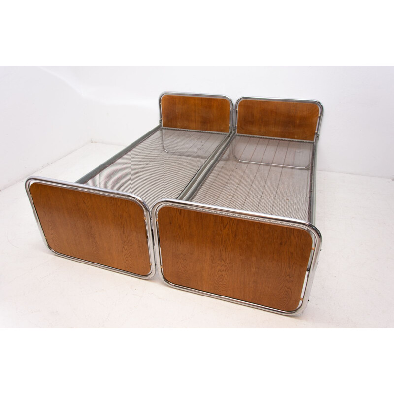 Pair of vintage Chromed beds by Kovona Czechoslovakia 1950s