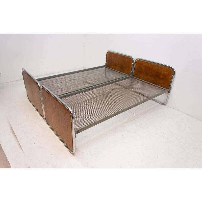 Pair of vintage Chromed beds by Kovona Czechoslovakia 1950s