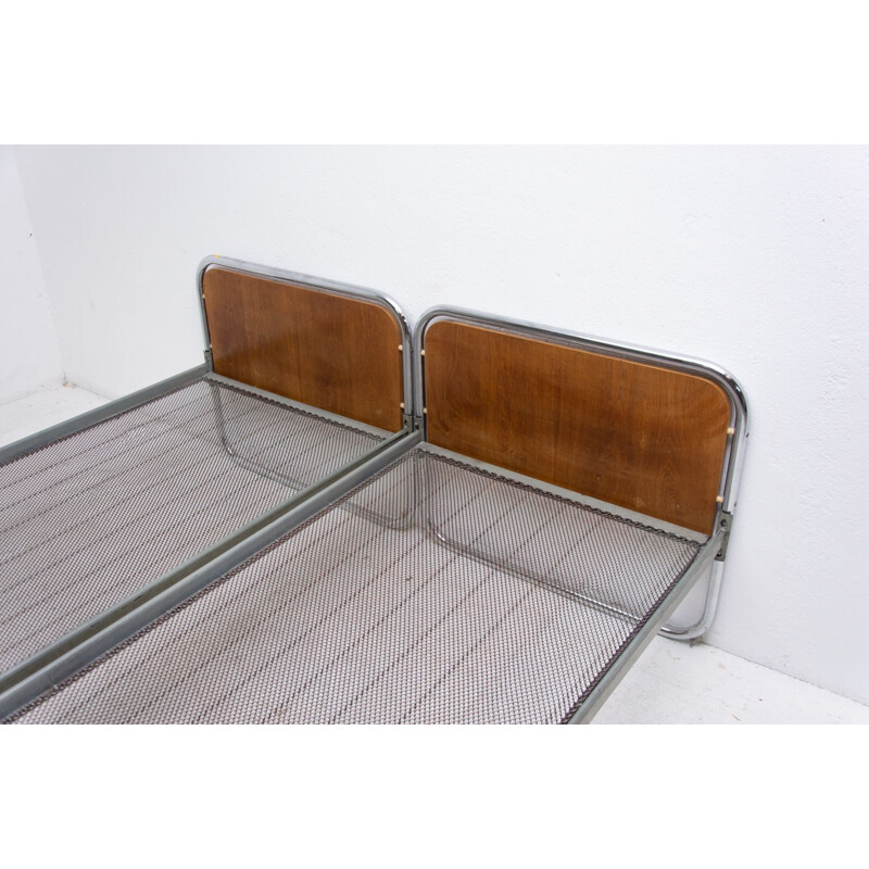 Pair of vintage Chromed beds by Kovona Czechoslovakia 1950s