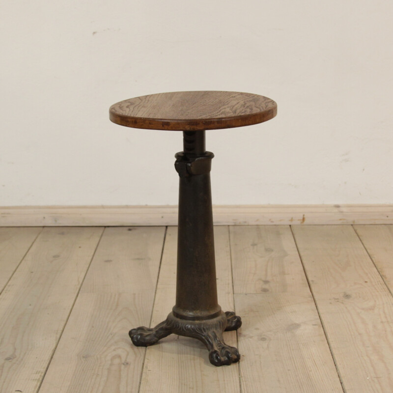 Industrial Stool in oak and metal - 1930s