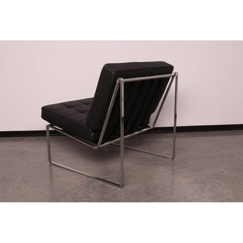 Ensemble de 3 fauteuils vintage en cuir noir par Kho Liang Ie pour Artifort, Pays Bas 1960