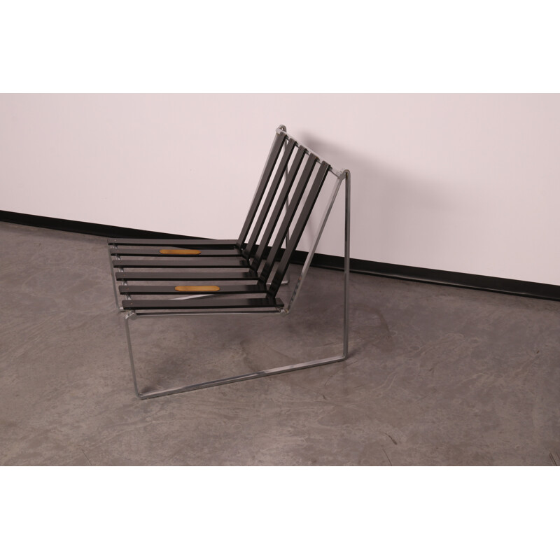 Ensemble de 3 fauteuils vintage en cuir noir par Kho Liang Ie pour Artifort, Pays Bas 1960