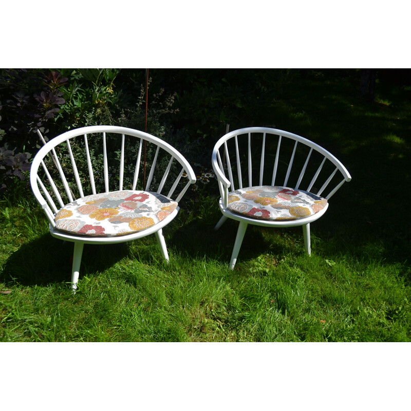 Pair of vintage Model Arka Easy Chairs by Yngve Ekström for Stolab 1950s