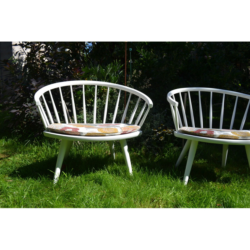 Pair of vintage Model Arka Easy Chairs by Yngve Ekström for Stolab 1950s