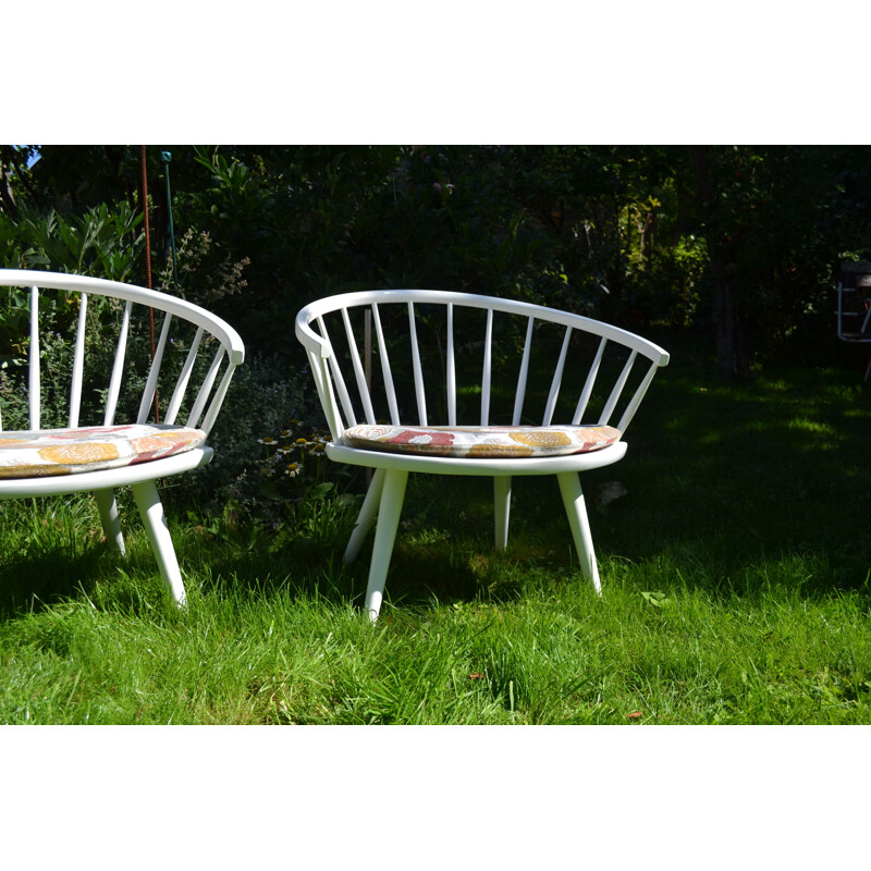 Pair of vintage Model Arka Easy Chairs by Yngve Ekström for Stolab 1950s