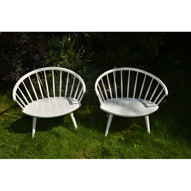 Pair of vintage Model Arka Easy Chairs by Yngve Ekström for Stolab 1950s